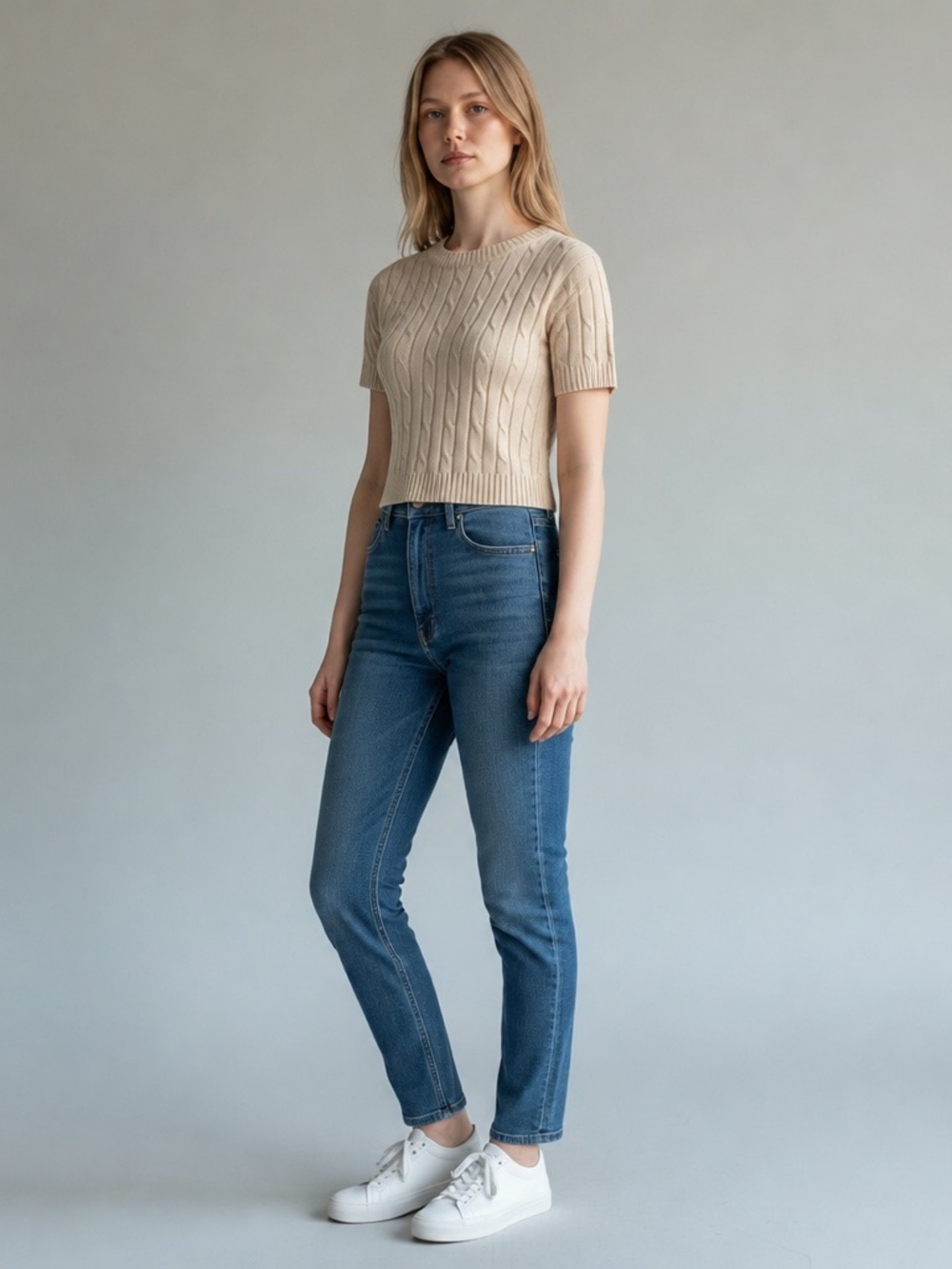 Dazy Cream Cable Knit Sweater